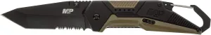Smith & Wesson M&P Repo 8in High Carbon S.S. Assisted Folding Knife with 3.2in Tanto Blade and Aluminum/Overmold Handle for Outdoor, Tactical, Survival and EDC, Black