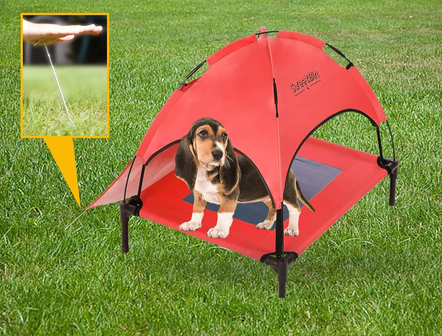 S/M/L Outdoor Elevated Dog Cot with Canopy & Side Shade for Camping Small Medium Dogs (Carry Bag), Portable Cooling Raised Dog Bed with and Side for Beach