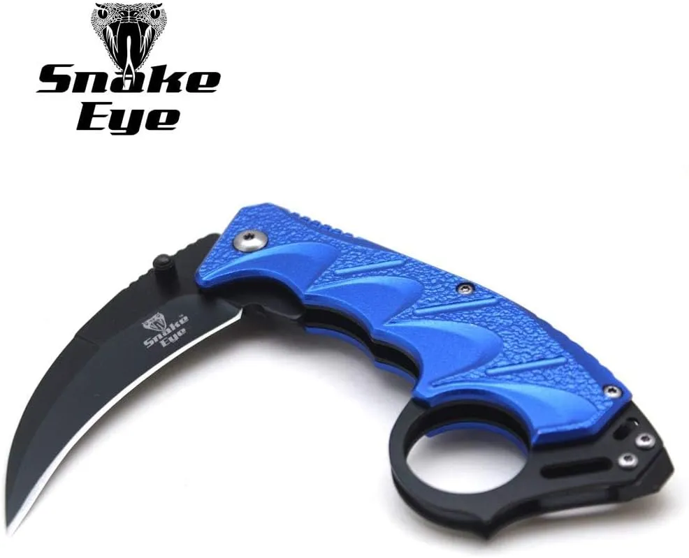 Snake Eye Tactical Everyday Carry Assist Style Folding Pocket Knife EDC (Blue)