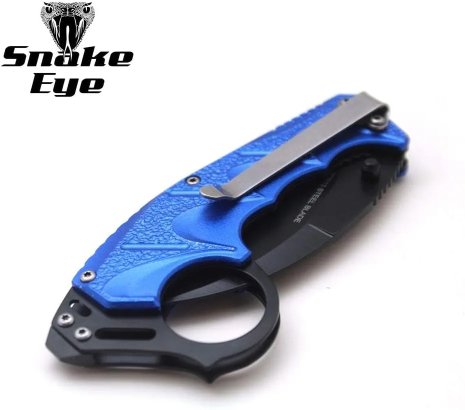 Snake Eye Tactical Everyday Carry Assist Style Folding Pocket Knife EDC (Blue)