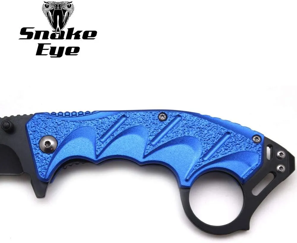 Snake Eye Tactical Everyday Carry Assist Style Folding Pocket Knife EDC (Blue)
