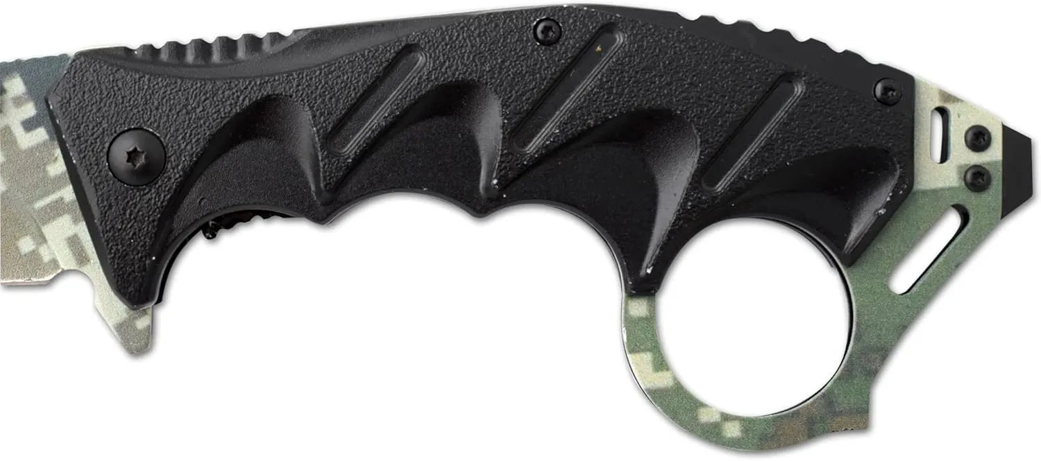 Snake Eye Tactical Everyday Carry Assist Style Folding Pocket Knife EDC (Green Camo)