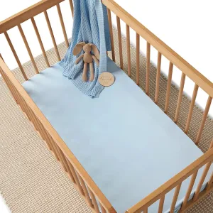 Snuggle Hunny Baby Blue Organic Fitted Cot Sheet