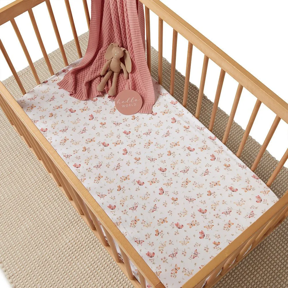 SNUGGLE HUNNY BUTTERFLY FITTED COT SHEET