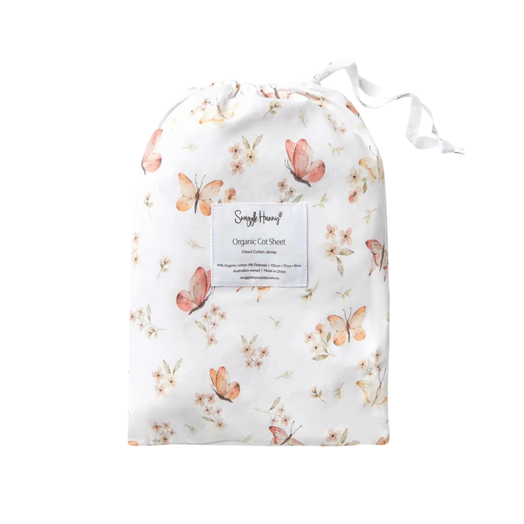SNUGGLE HUNNY BUTTERFLY FITTED COT SHEET