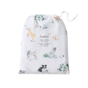 SNUGGLE HUNNY DOG PARK FITTED COT SHEET