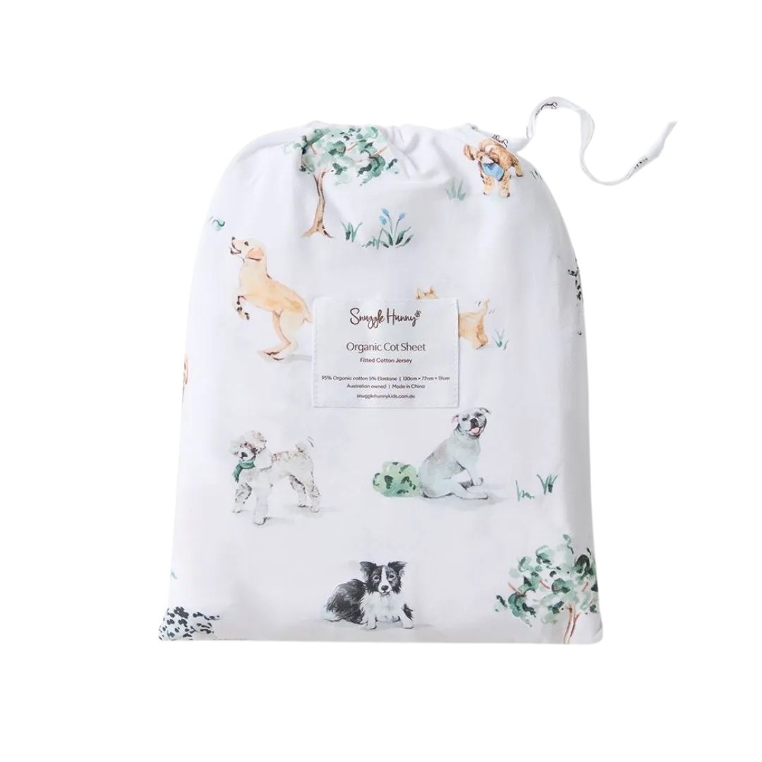 SNUGGLE HUNNY DOG PARK FITTED COT SHEET