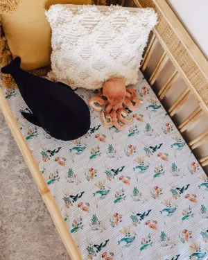 Snuggle Hunny Kids - Cotton Muslin Cot Sheet - Whale