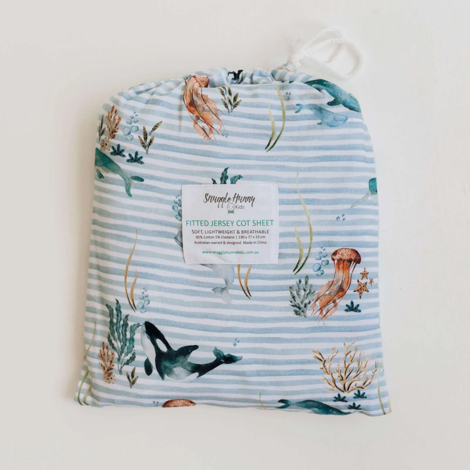 Snuggle Hunny Kids - Cotton Muslin Cot Sheet - Whale