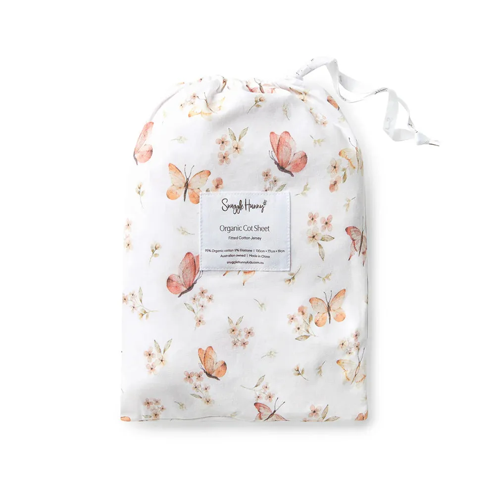 Snuggle Hunny Kids - Organic Fitted Cot Sheet | Butterfly