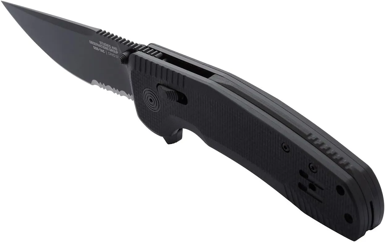 SOG-TAC XR Professional Partially Serrated Tactical Folding Knife | 3.4" D2 Tool Steel Blade Ultra-Grip G10 Handle