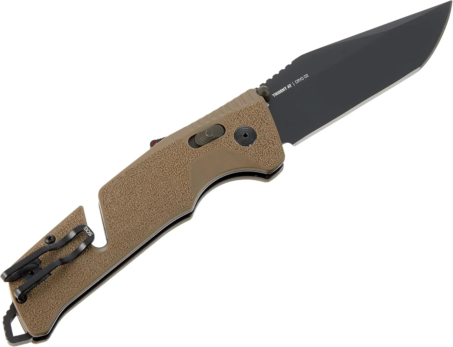 SOG Trident at Ambidextrous Professional Tanto Folding Knives | Heat-Treated CRYO D2 3.75" Stainless Steel Blade