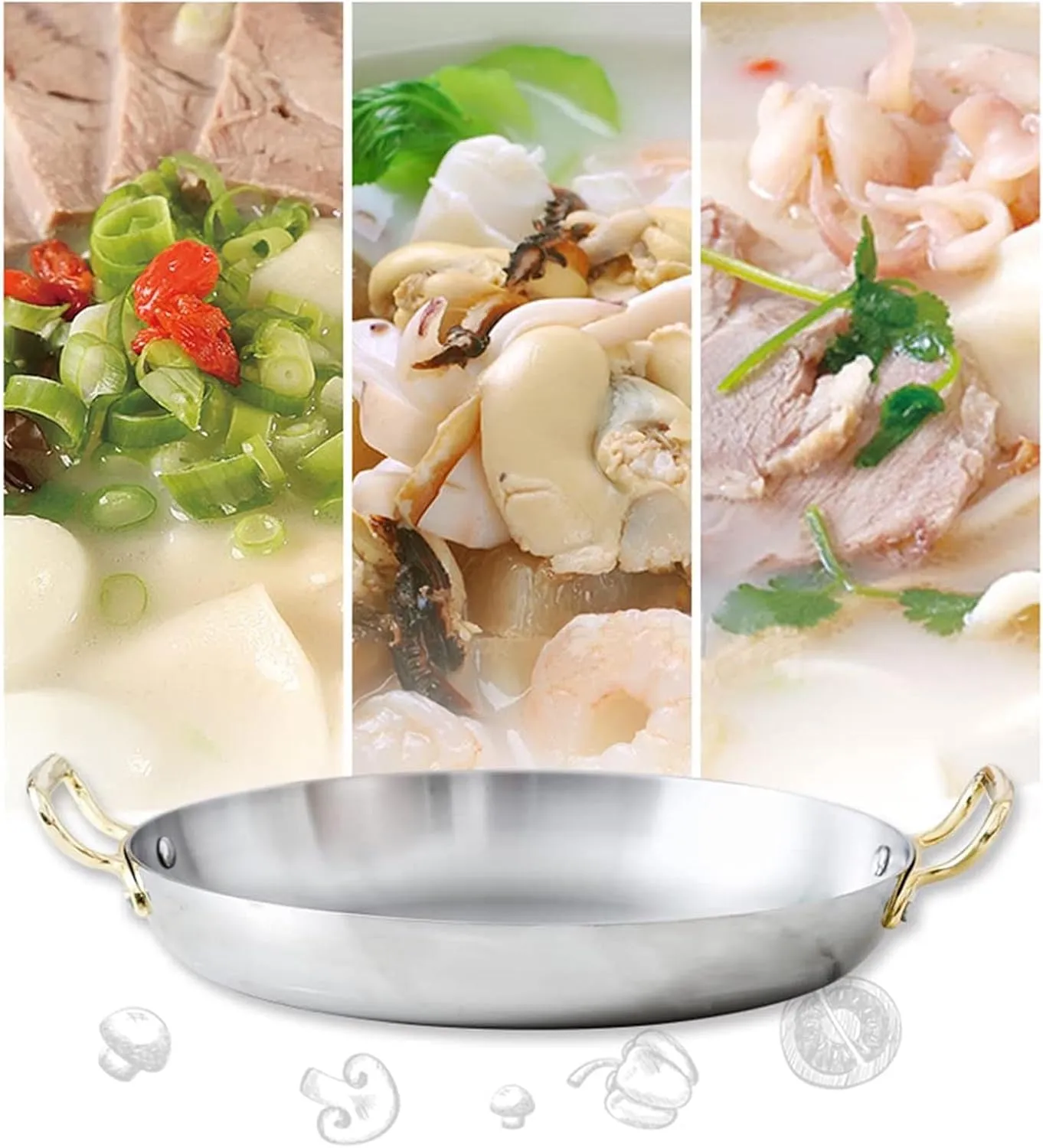 Spanish Paella Pan - Stainless Steel Skillet Cooking Pot, Non-Stick Surface, Riveted Handles, Dishwasher-Safe, for Home, Restaurant,Silver