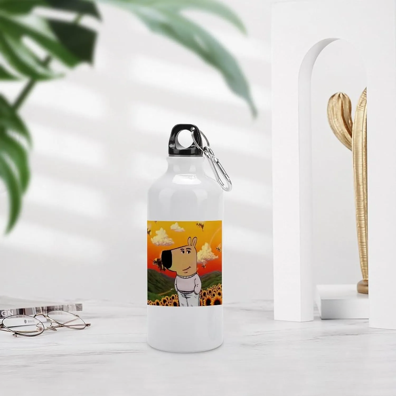 Sports Water Bottle Aluminum with Screw Cap Leak Proof Design for Outdoor Adventures Gym And Travel BPA Free Camping Cycling And Everyday Use Metal Water Bottlek Hydration Bottle Bee Flower Chill Guy