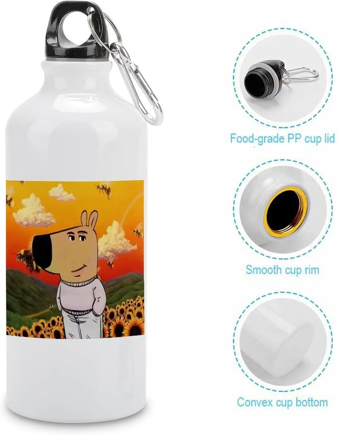 Sports Water Bottle Aluminum with Screw Cap Leak Proof Design for Outdoor Adventures Gym And Travel BPA Free Camping Cycling And Everyday Use Metal Water Bottlek Hydration Bottle Bee Flower Chill Guy