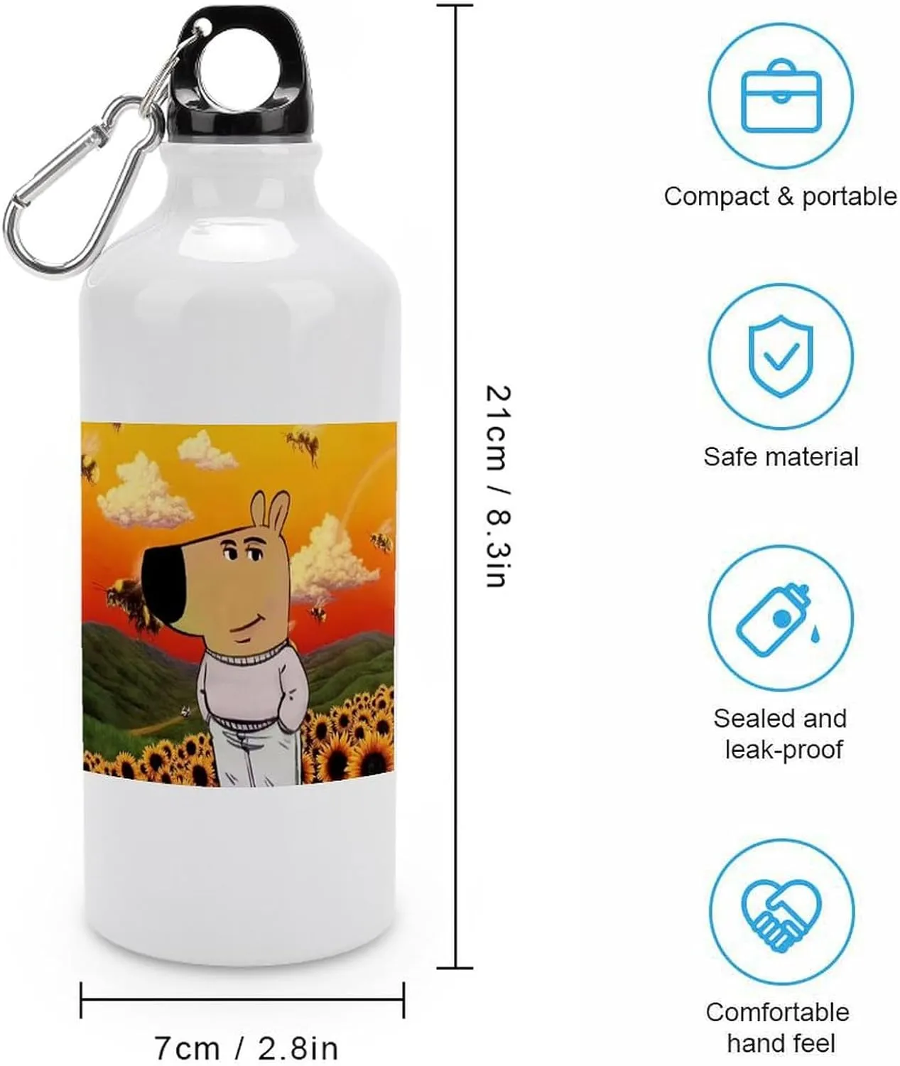 Sports Water Bottle Aluminum with Screw Cap Leak Proof Design for Outdoor Adventures Gym And Travel BPA Free Camping Cycling And Everyday Use Metal Water Bottlek Hydration Bottle Bee Flower Chill Guy
