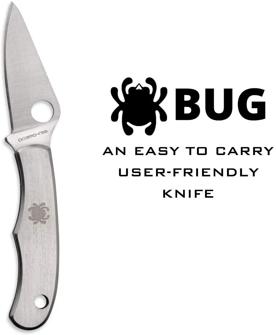 Spyderco Bug Stainless Plain Edge Micro-Sized Folding Pocket Knife (C133P)