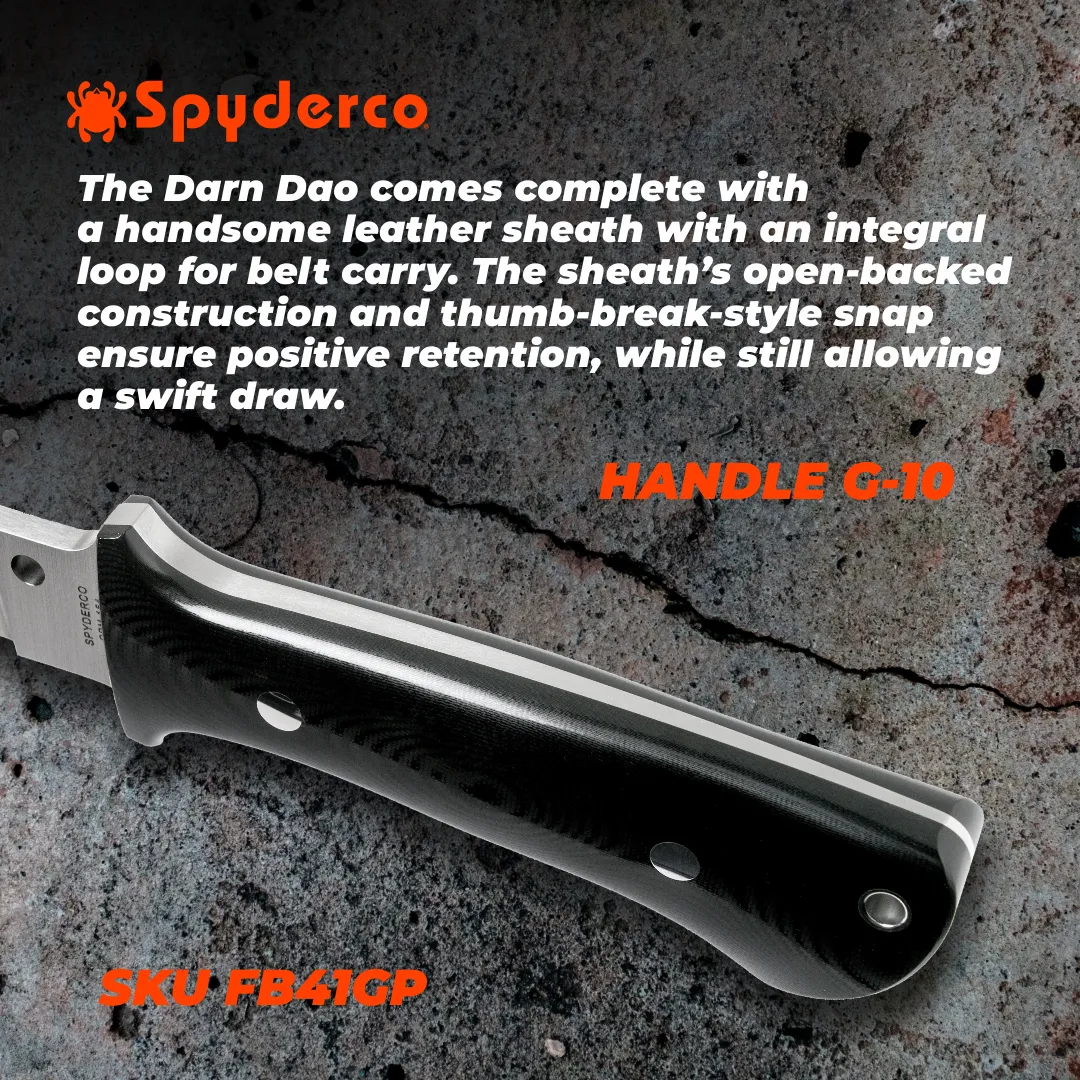 Spyderco Darn Dao Flash Batch FB41GP Satin Fixed Blade Plain Edge Knife