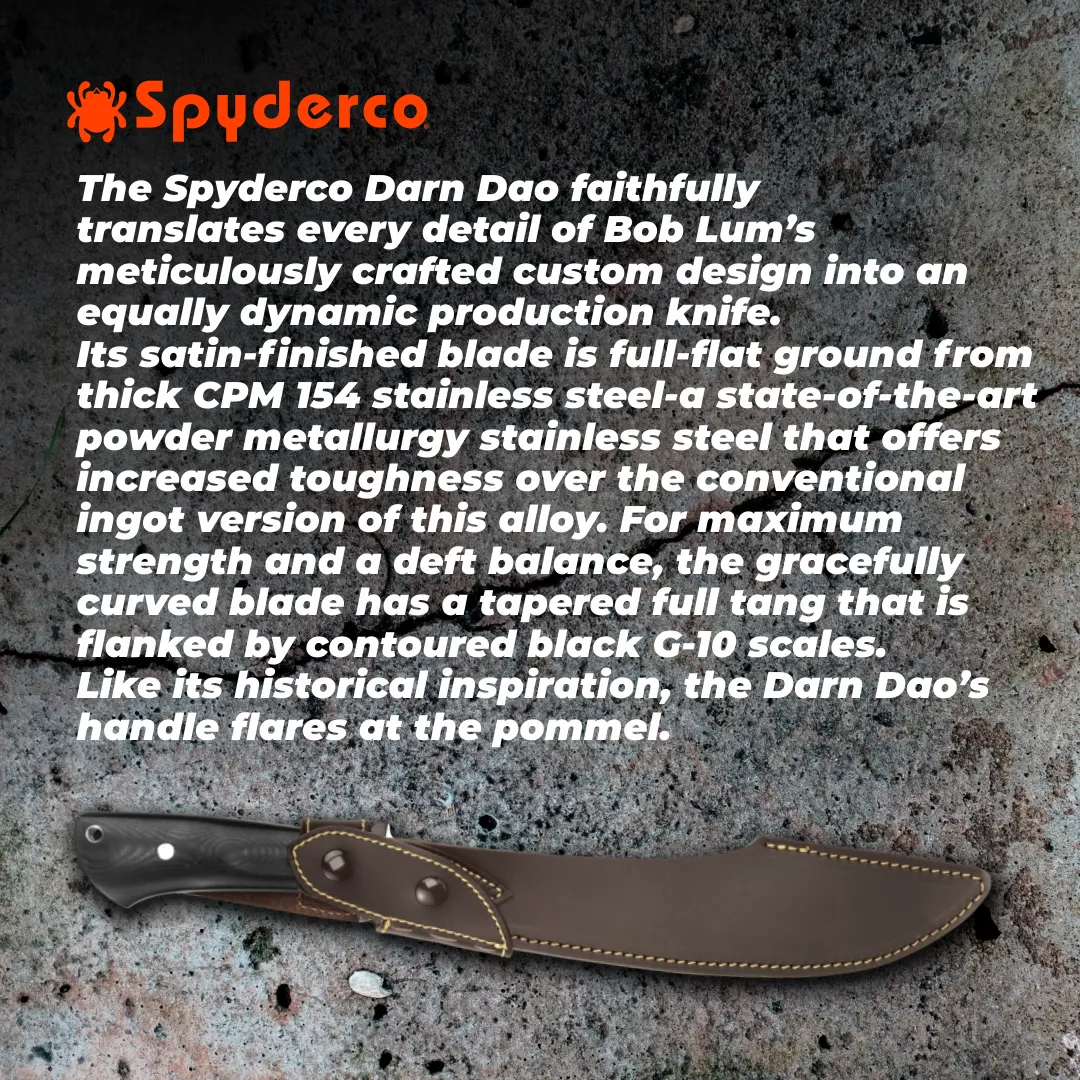 Spyderco Darn Dao Flash Batch FB41GP Satin Fixed Blade Plain Edge Knife