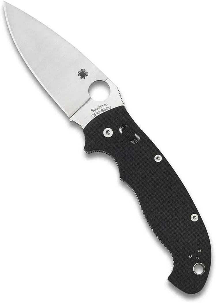 Spyderco Manix 2 XL Folding Knife - Black G-10 Handle with PlainEdge, Full-Flat Grind, CPM S30V Steel Blade and Ball Bearing