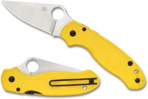 Spyderco Para 3 Lightweight Salt Folding Knife with CPM MagnaCut Plain Edge Blade and Yellow FRN Handle