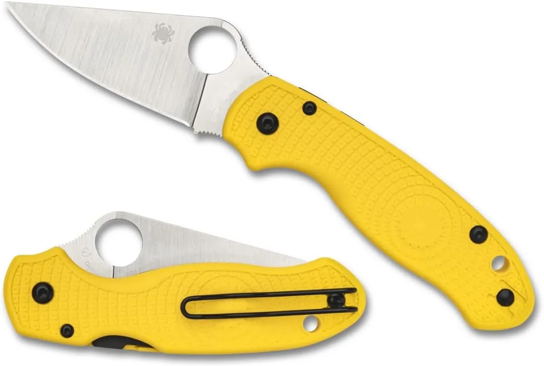 Spyderco Para 3 Lightweight Salt Folding Knife with CPM MagnaCut Plain Edge Blade and Yellow FRN Handle