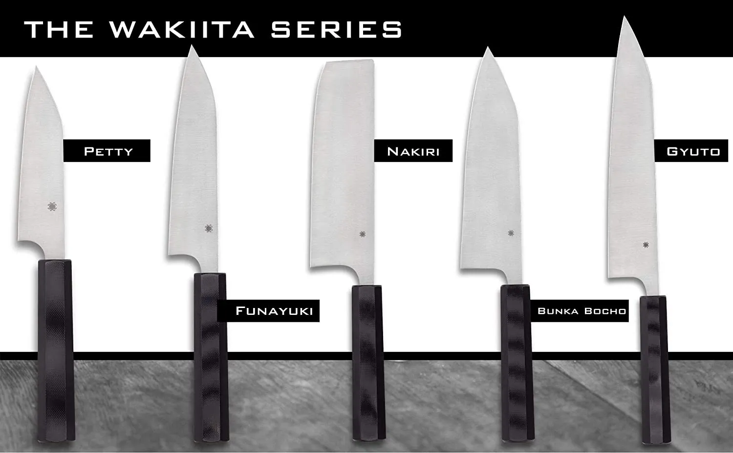 Spyderco Wakiita Gyuto K19GP Black G10 Plain Edge Kitchen Knife