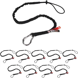 Squids 3100 Tool Lanyard with Single Carabiner and Adjustable Loop End, Standard Length Black