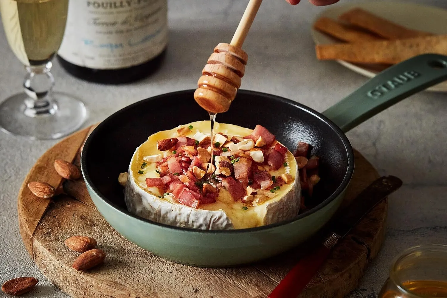Staub Enameled Cast Iron Skillet, 6.3 Inch (16 cm), Eucalyptus, Induction Compatible