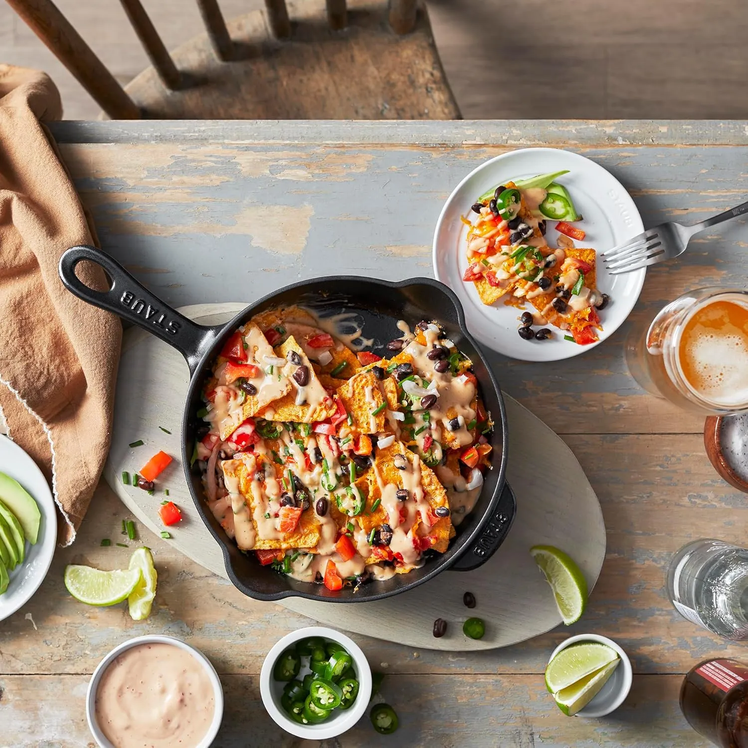 STAUB Fry Pans Cast Iron 8.5-inch Traditional Deep Skillet-Black