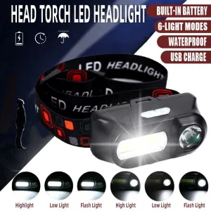 Super Bright Waterproof Head Torch Headlight Led Usb Rechargeable Headlamp Fish