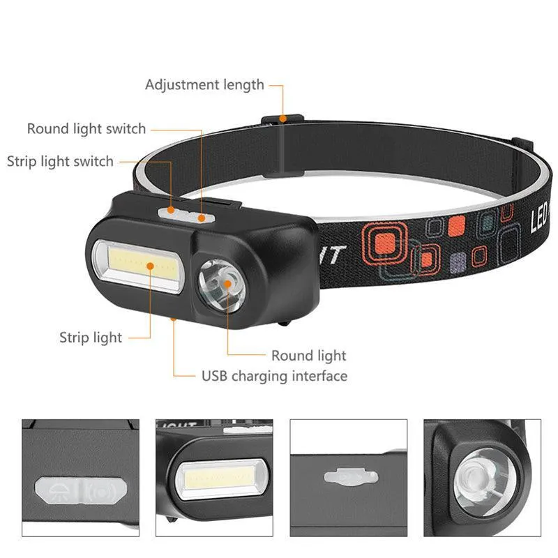 Super Bright Waterproof Head Torch Headlight Led Usb Rechargeable Headlamp Fish