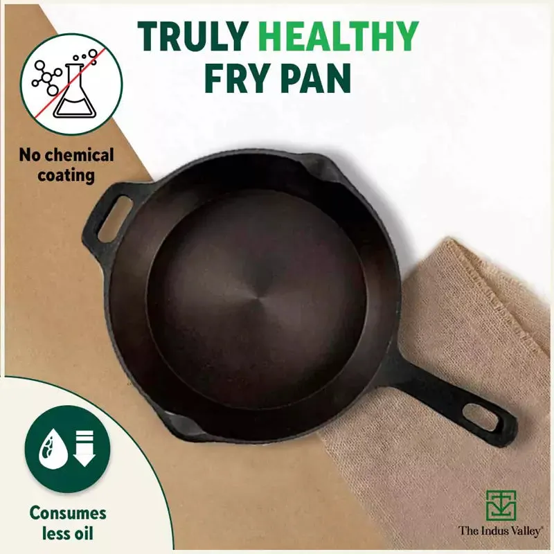 Super Smooth Cast Iron Frypan  Free ₹110 Spatula, Pre-seasoned, Nonstick, 100% Pure,Toxin-free, 25.4cm, 1.7L, 2.4kg