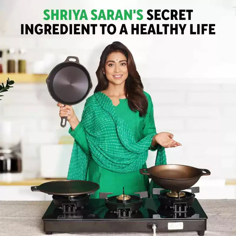 Super Smooth Cast Iron Frypan  Free ₹110 Spatula, Pre-seasoned, Nonstick, 100% Pure,Toxin-free, 25.4cm, 1.7L, 2.4kg