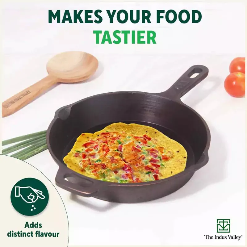 Super Smooth Cast Iron Frypan  Free ₹110 Spatula, Pre-seasoned, Nonstick, 100% Pure,Toxin-free, 25.4cm, 1.7L, 2.4kg