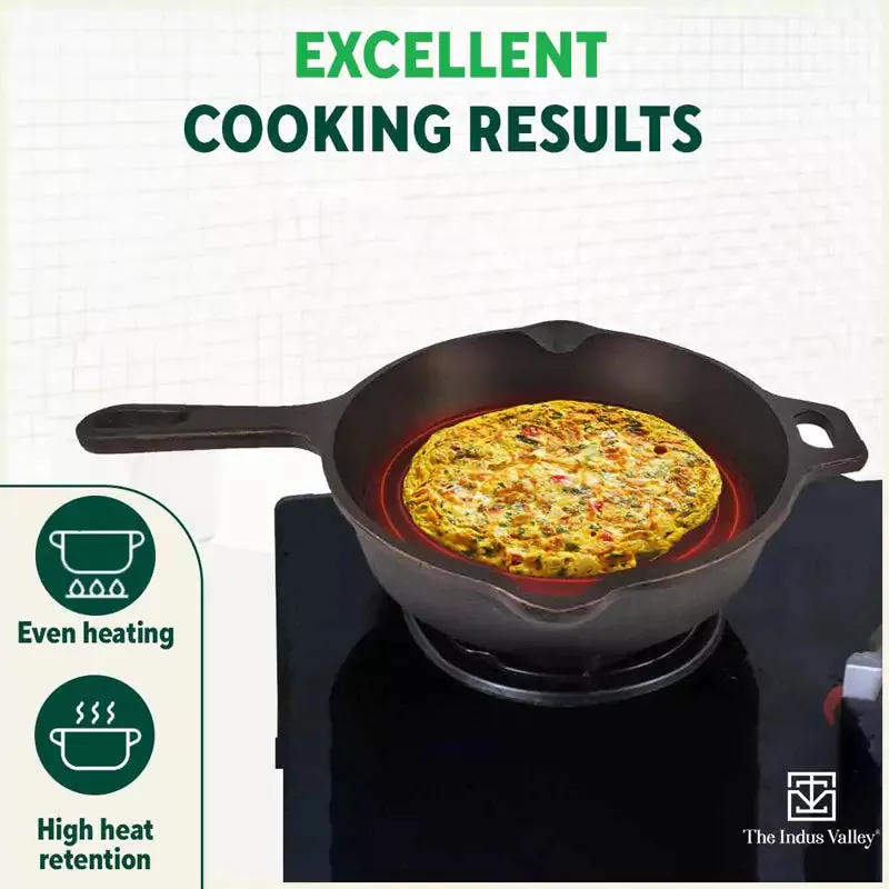 Super Smooth Cast Iron Frypan  Free ₹110 Spatula, Pre-seasoned, Nonstick, 100% Pure,Toxin-free, 25.4cm, 1.7L, 2.4kg