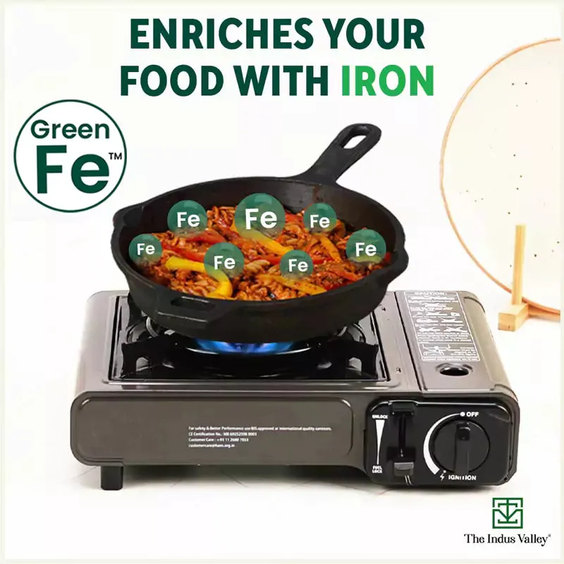 Super Smooth Cast Iron Frypan  Free ₹110 Spatula, Pre-seasoned, Nonstick, 100% Pure,Toxin-free, 25.4cm, 1.7L, 2.4kg