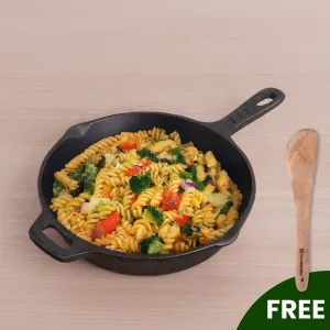 Super Smooth Cast Iron Frypan  Free ₹110 Spatula, Pre-seasoned, Nonstick, 100% Pure,Toxin-free, 25.4cm, 1.7L, 2.4kg