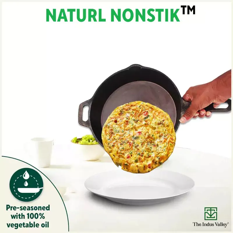 Super Smooth Cast Iron Frypan  Free ₹110 Spatula, Pre-seasoned, Nonstick, 100% Pure,Toxin-free, 25.4cm, 1.7L, 2.4kg