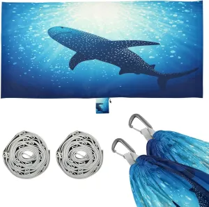 Swiming Blue Whale Camping Hammock Single Portable Hammocks 330 lbs Capacity with 2 Tree Straps and Attached Carry Bag,Perfect for Outdoor,Indoor,Beach,Camping,Travel