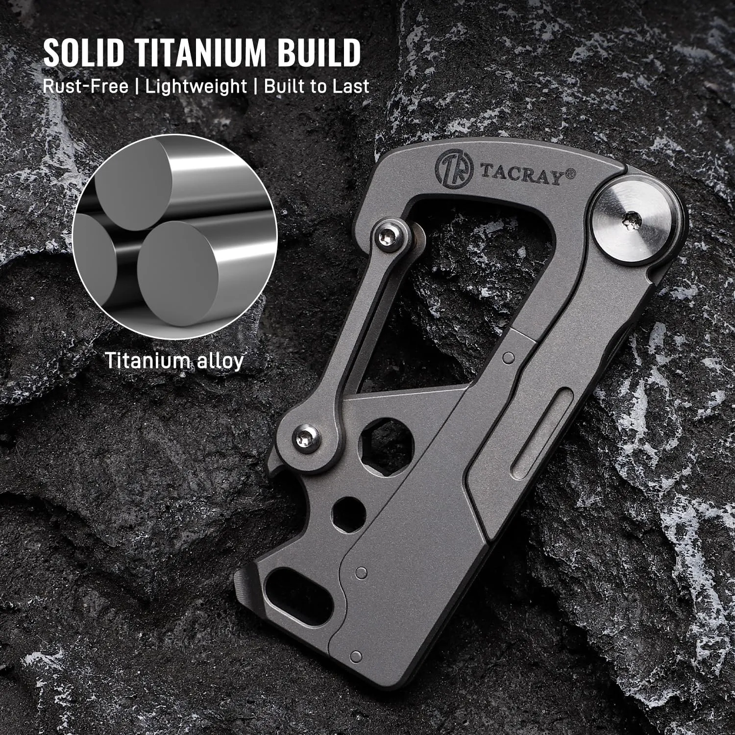 TACRAY Compact EDC Keychain Clip, Small Carabiner Keychain Holder, Anti-Lost Quick Released Backpack Hook with Multitool as Bottle Opener and Flat Screwdriver