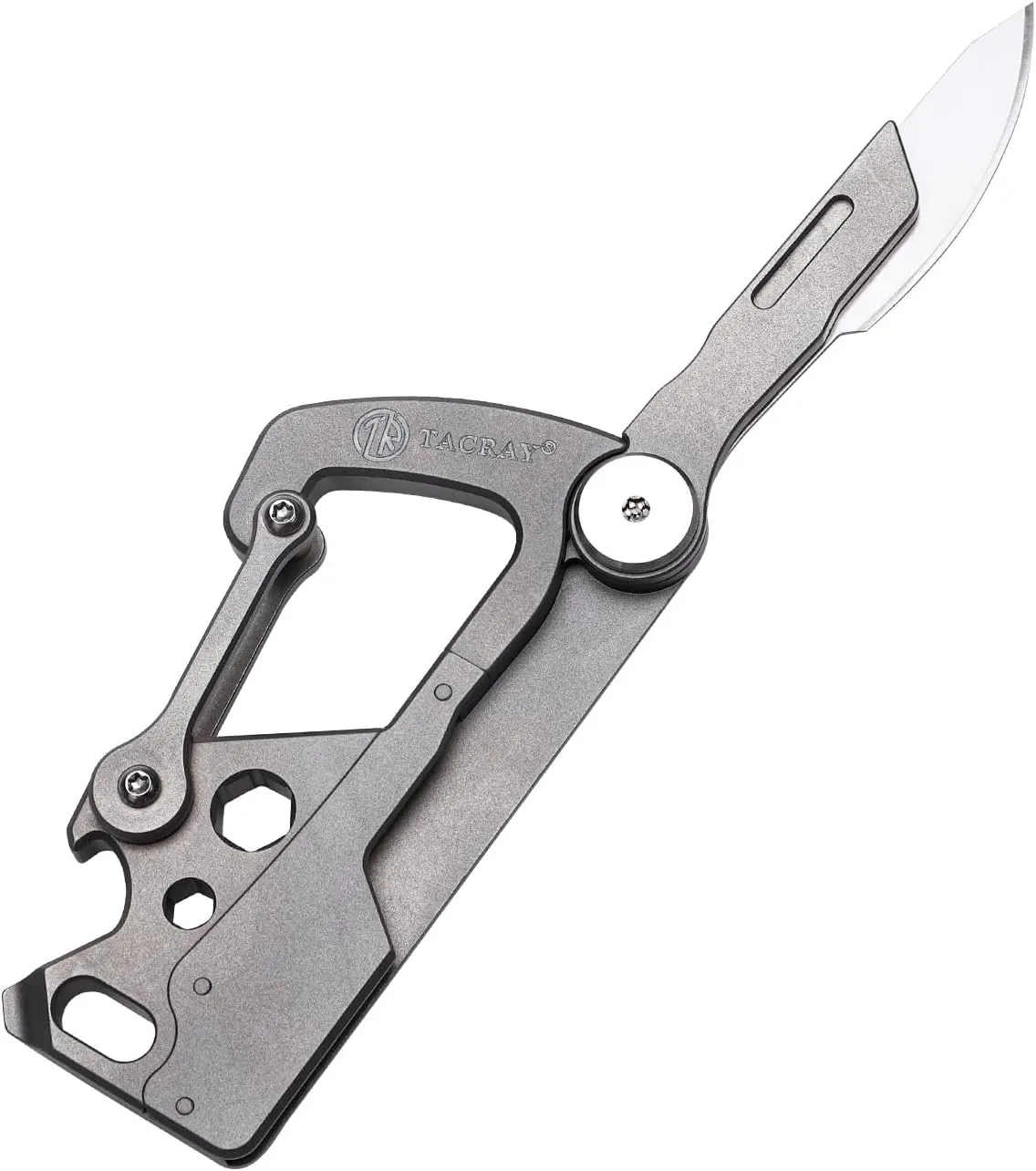 TACRAY Compact EDC Keychain Clip, Small Carabiner Keychain Holder, Anti-Lost Quick Released Backpack Hook with Multitool as Bottle Opener and Flat Screwdriver