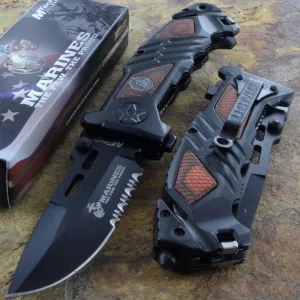 Tactical Folding Knives Mtech Us Marines Rescue Knife Fold Serrated Steel Blade Brown Handle