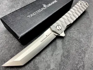 TACTICAL GEARZ Titanium Pocket Folding Knife for EDC, Solid Tc4 Titanium Handle, CPM D2 Steel Tanto Blade, Includes Sheath (Saint ST)