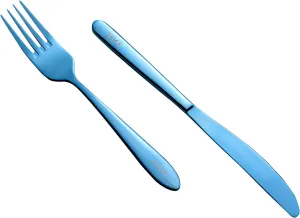 TAIC Flatware Set Titanium, Pearl Metal, Dessert Knife/Dessert Fork Set of 2(ACapri Blue)
