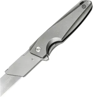 Titanium Folding Utility Knife with Clip Mini EDC Box Cutter Flipper Pocket For Outdoor 10pcs Carbon Steel Replacement Blades
