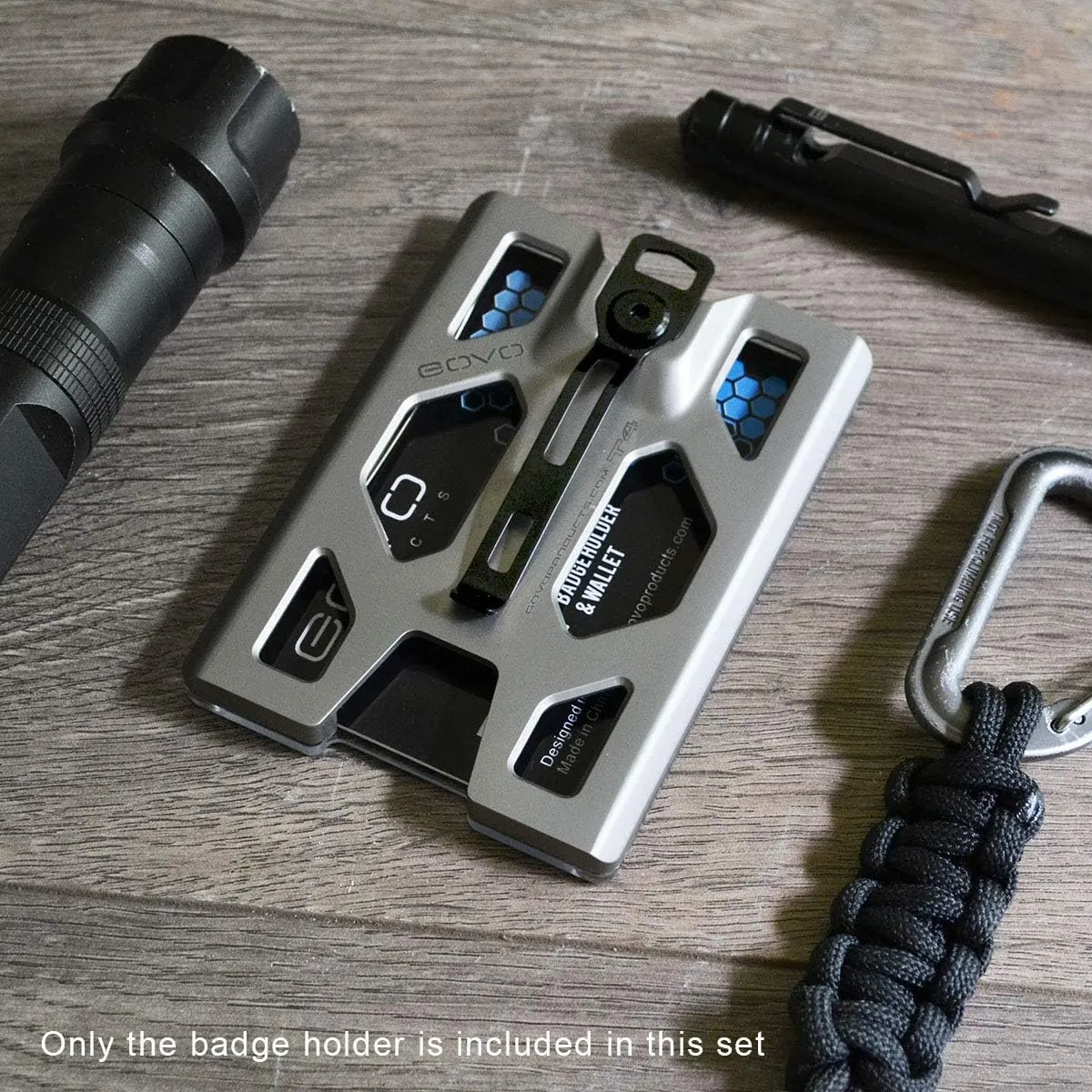 Titanium GOVO Badge Holder/Wallet - ID Card Holder with Metal Clip and 4 Cards Slot