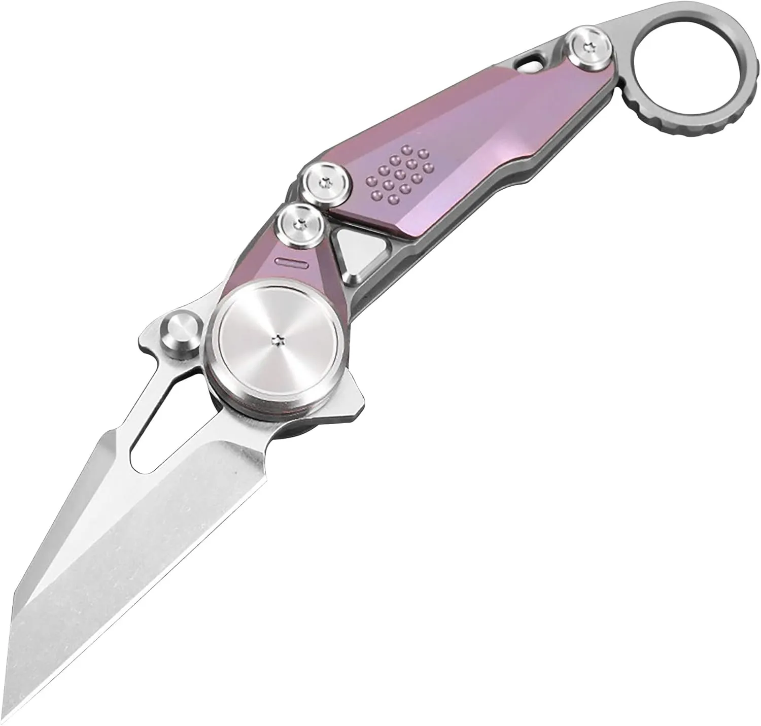 Titanium Quick-Open Knife Tactical Gear Unique Gift Integrated Safety Lock EDC suitable for Outdoor Camping etc, Purple