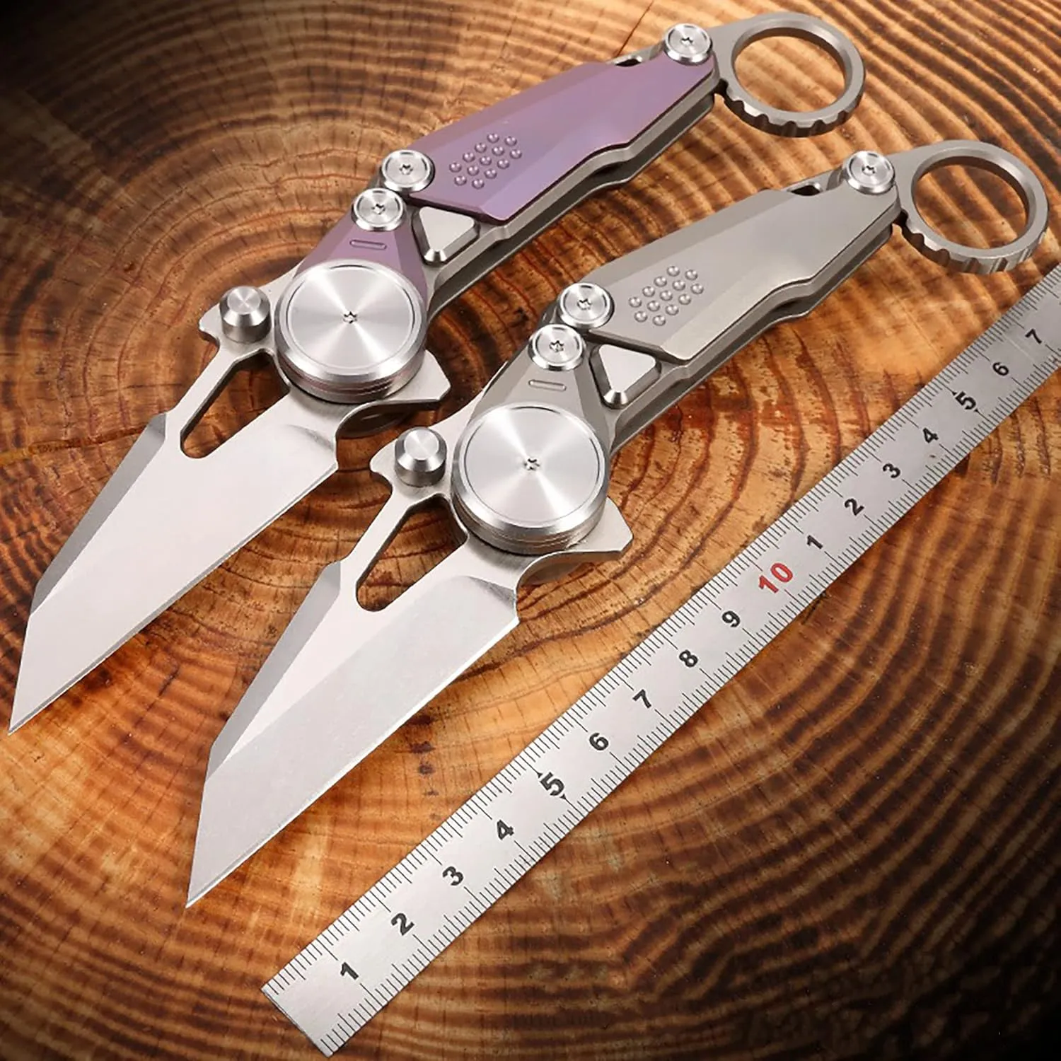 Titanium Quick-Open Knife Tactical Gear Unique Gift Integrated Safety Lock EDC suitable for Outdoor Camping etc, Purple