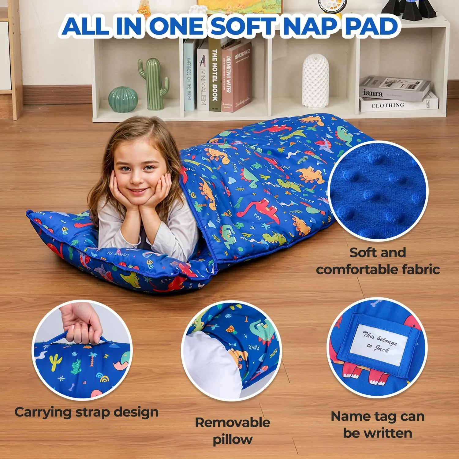 Toddler Nap Mat with Matching Backpack & Lunchbox, Kids Sleeping Bag with Removable Pillow & Blanket, Napping Mats for Preschool, Daycare, Travel, Pre K Roll up Slumber Bags for Ages 3-6 Years